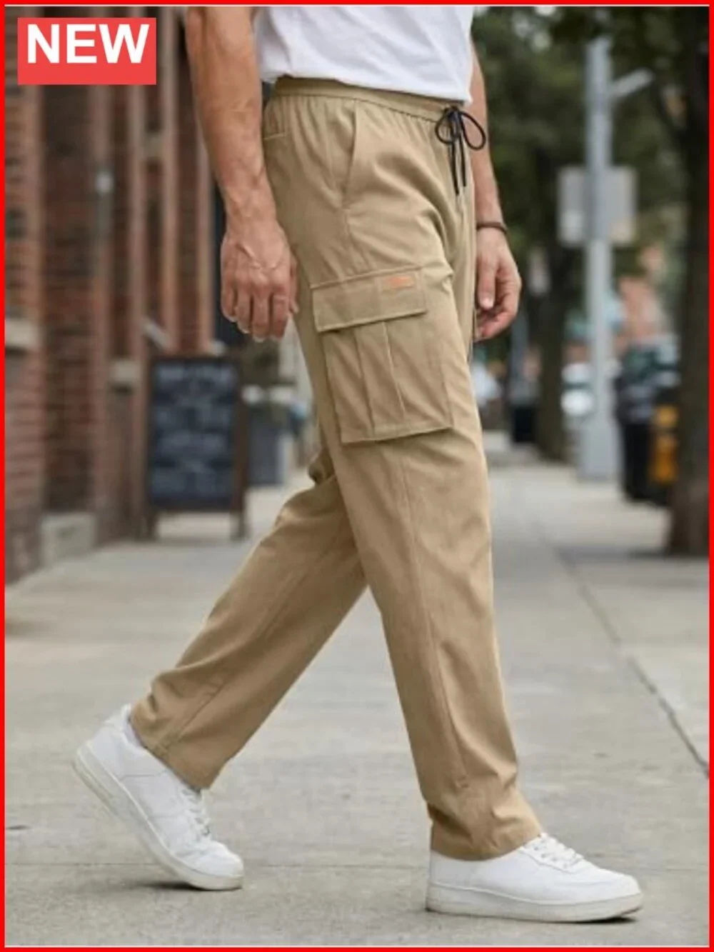 Men's Baggy Cargo Pants Stretch Sweatpants Joggers with Multi Pockets Drawstring